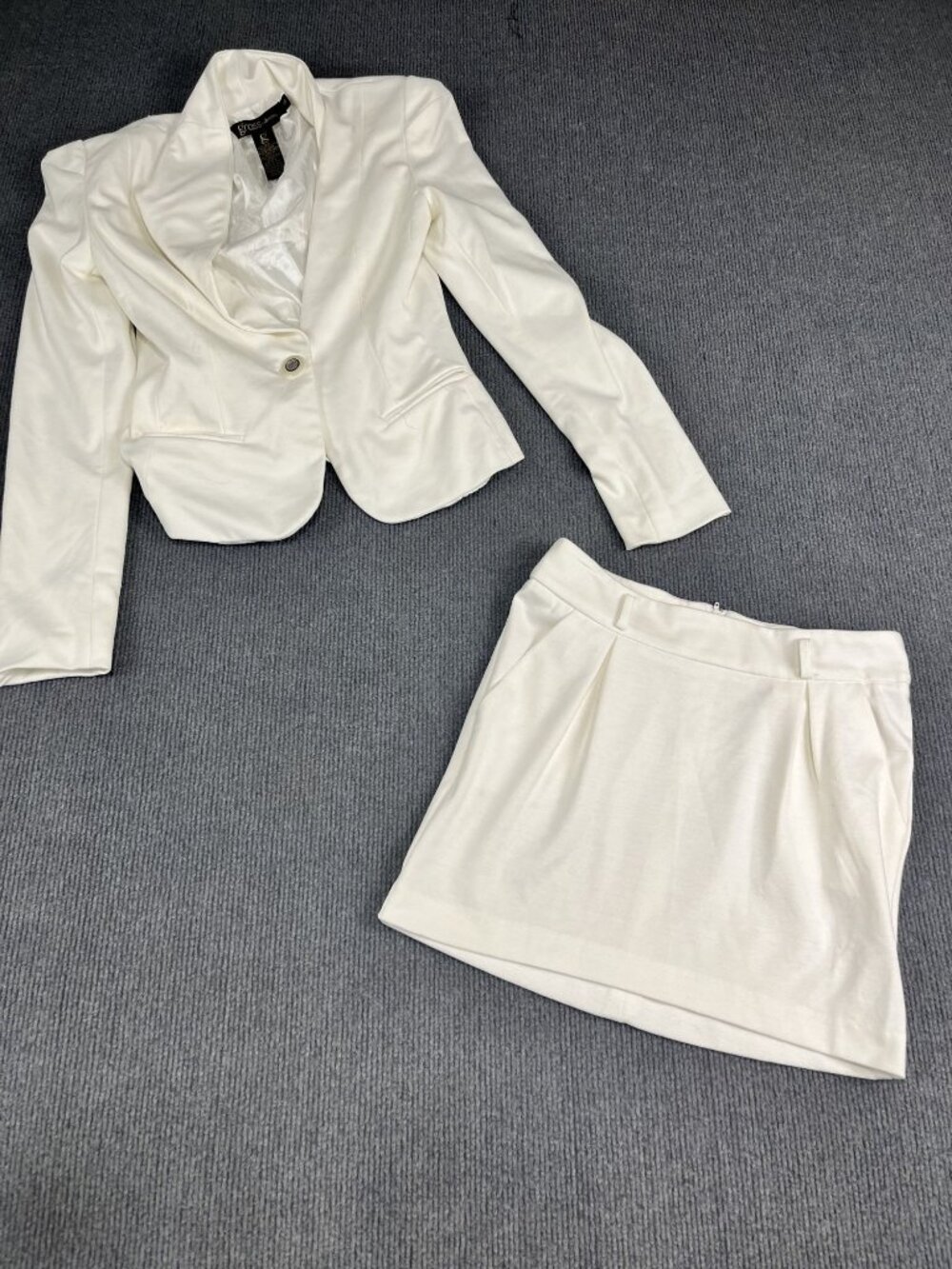 Womens Grass Collection White Blazer & Skirt Set Size S